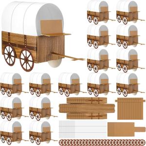 Motipuns 3D Western Covered Wagon Craft Kit Kids Toy Wagon for Vbs Vacation Bible School Supplies Decoration Craft Kits and Activities for Children(24 Pcs)