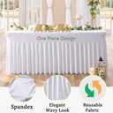 Htper 6 Pack Spandex White Tablecloths for 8 Foot Rectangle Tables, Stretchy Table Cloths 8ft Fitted Table Cover Desk Skirt for Parties Weddings Birthday Banquet Baby Shower