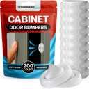Strongest Home Cabinet Door Bumpers  200 Pack Clear Rubber Bumpers Self-Adhesive for Cabinets, Drawers & Furniture  Soft Cabinet Stoppers for Quiet Close & Surface Protection  0.5" x 0.2"