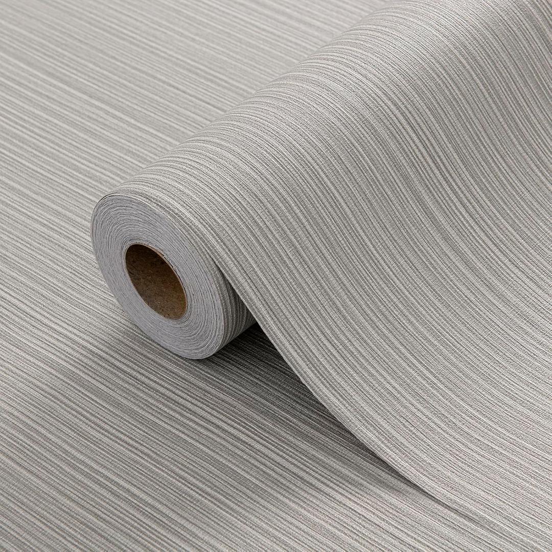 Mocha Brown Faux Grasscloth Wallpaper Peel and Stick Linen Textured 24"x394" Upgraded Thick Self-Adhesive Waterproof Neutral Decorative Contact Paper Vinyl Film Roll for Wall Bedroom Kitchen