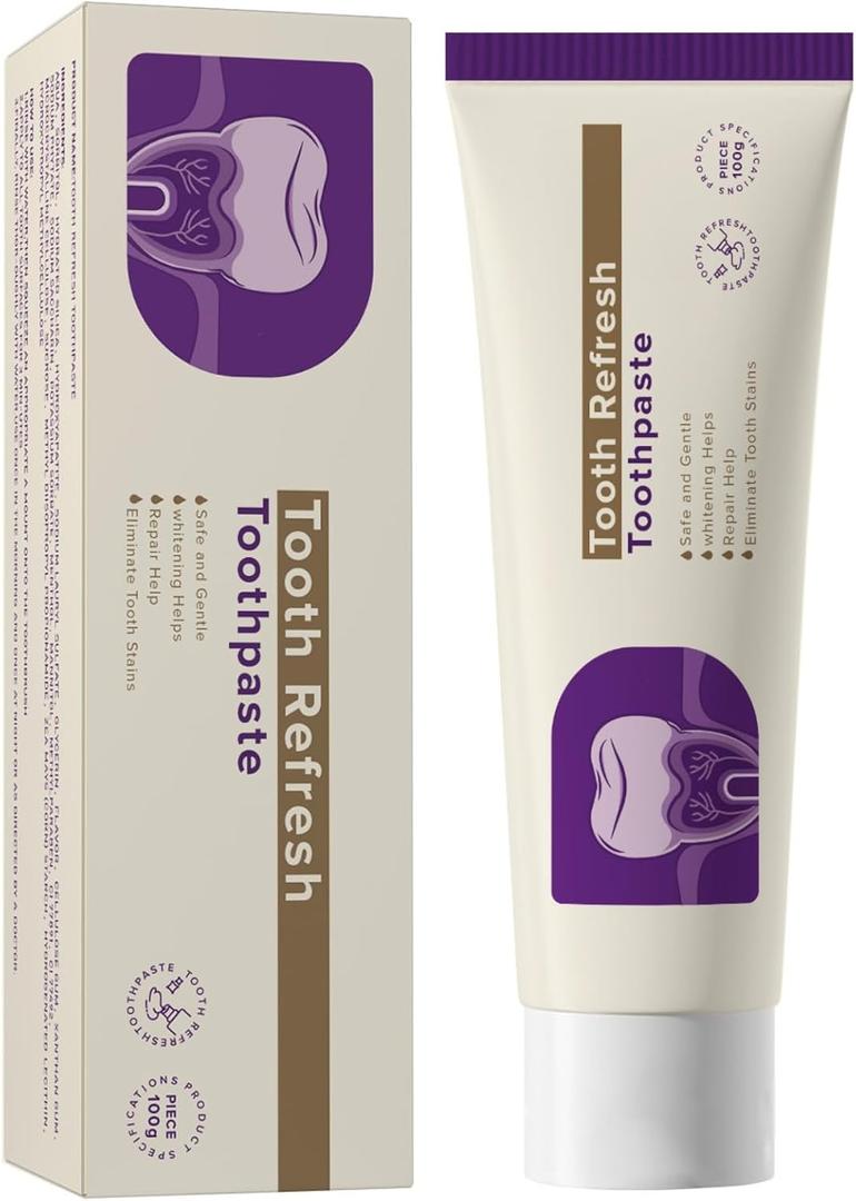 Tooth Refresh Toothpaste, Fresh Breath Whitening Toothpaste, Natural Oral Care & Enamel Repair, Helps Remove Coffee, Tea & Wine Stains, 3.52 oz (1)