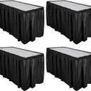 Breling 4 Pcs Plastic Table Skirt 29 Inches x 14 ft Disposable Table Skirt for Rectangle Tablecloth Wedding Shower Birthday Party Banquet(Black)