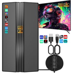 TV Antenna for Smart TV Indoor Outdoor, 2026 Digital HDTV Antenna for Local Channels with 2200+ Miles Range, 360 Reception, 33FT Coax Cable, Supports 4K 1080p for Smart & Older TVs