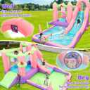 WELLFUNTIME Inflatable Water Slide and Water Park with Blower, 9 in 1 Bounce House Bouncy Castle for Kids Aged 3-6, Splashing Pool, Basketball Hoop, Water Cannon for Backyard