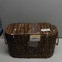 StorageWorks Bathroom Toilet Paper Storage Holder with Lid, Wicker Toilet Paper Basket for 6 Regular Rolls, Slim Basket Organizer with Handles, Water Hyacinth Storage Baskets for Bathroom, Brown