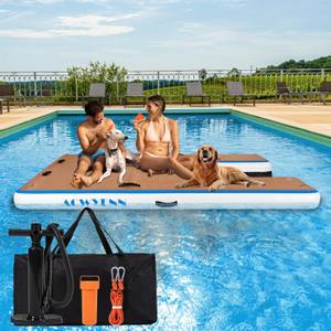 8x5 FT Extra Large Inflatable Dog Dock Ramp for Multiple Large Dogs, 600 LBS Load Capacity, Dog Ramp for Pool Boat Dock Beach with Premium Non-Slip Pad Blue