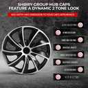 Shirry Group Hubcaps 4-Pack Kit, 17 inch Hub Caps Set of 4 Wheel Covers with Universal Snap-On Retention Rings, 2-Tone ABS Plastic Black and Silver Car Rims for All Models (SG-5084-DP-17)