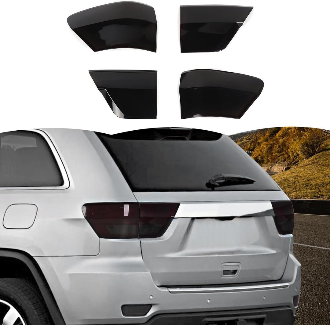 RT-TCZ Smoked Black Tail Light Lamp Cover Guard Trim Decoration Exterior Accessories for Jeep Grand Cherokee 2011-2013
