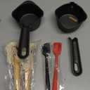 Cast Iron Sauce Pan and Basting Pot with BBQ Mop Brushes - Cast Iron Small Sauce Pots 2 Pcs for Grilling, Melting, Camping Cooking & Stoves - Mini Pot for Butter Melter