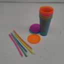 letech+ Plastic with Lids and Straws, 24 oz 5 Glitter Reusable Cups with Lids and Straws in Rainbow Colors, BPA-Free, Spill-Proof, for Adults Kids, Party, Portable, Ideal for Iced Coffee