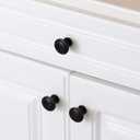 DecoBasics Cabinet Hardware Mushroom Knob (1- Inch, Pack of 25), Kitchen Cabinet Knob, Zinc Cabinet Pull Knobs for Kitchen Cabinet, Dresser and Drawer (Flat Black) (Round-Stepped - Black)