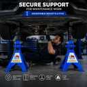 Hantec Jack Stands 3 Ton (6,600 lbs) Pro Double Safety System, Non-Slip Rubber Pad, Heavy-Duty Steel, 1 Pair for Cars, SUVs and Trucks - Blue