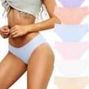 ALL OF SHE Womens Underwear Cotton Hipster Panties Breathable Sexy Cheeky Stretch Soft Ladies Bikini Underwear 6 Pack S-XXL (L)