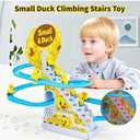 Small Duck Climbing Stairs Toy,Electric Duck Roller Coaster Toy Set with LED Flashing Lights & Music Track Slide Birthday Gift for Kids,Age 39Pcs Ducks