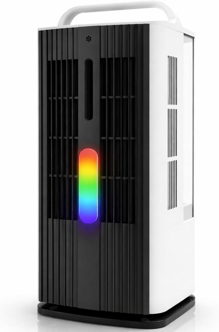 Portable Air Conditioner with Remote Control, 1700ml Evaporative Cooler with 7 Color LED Lights, 120 Oscillating Mini Air Conditioner with 3 Speeds & 7H Timer for Bedroom, Office Indoor Use (F05 Black & White)