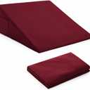 Horbaunal Burgundy Bed Wedge Pillow Cover with Zipper Design, Wedge Pillowcase Protector with Side Pocket for Storage, 24" L x 24" W x 12" H (Pillow Not Include)