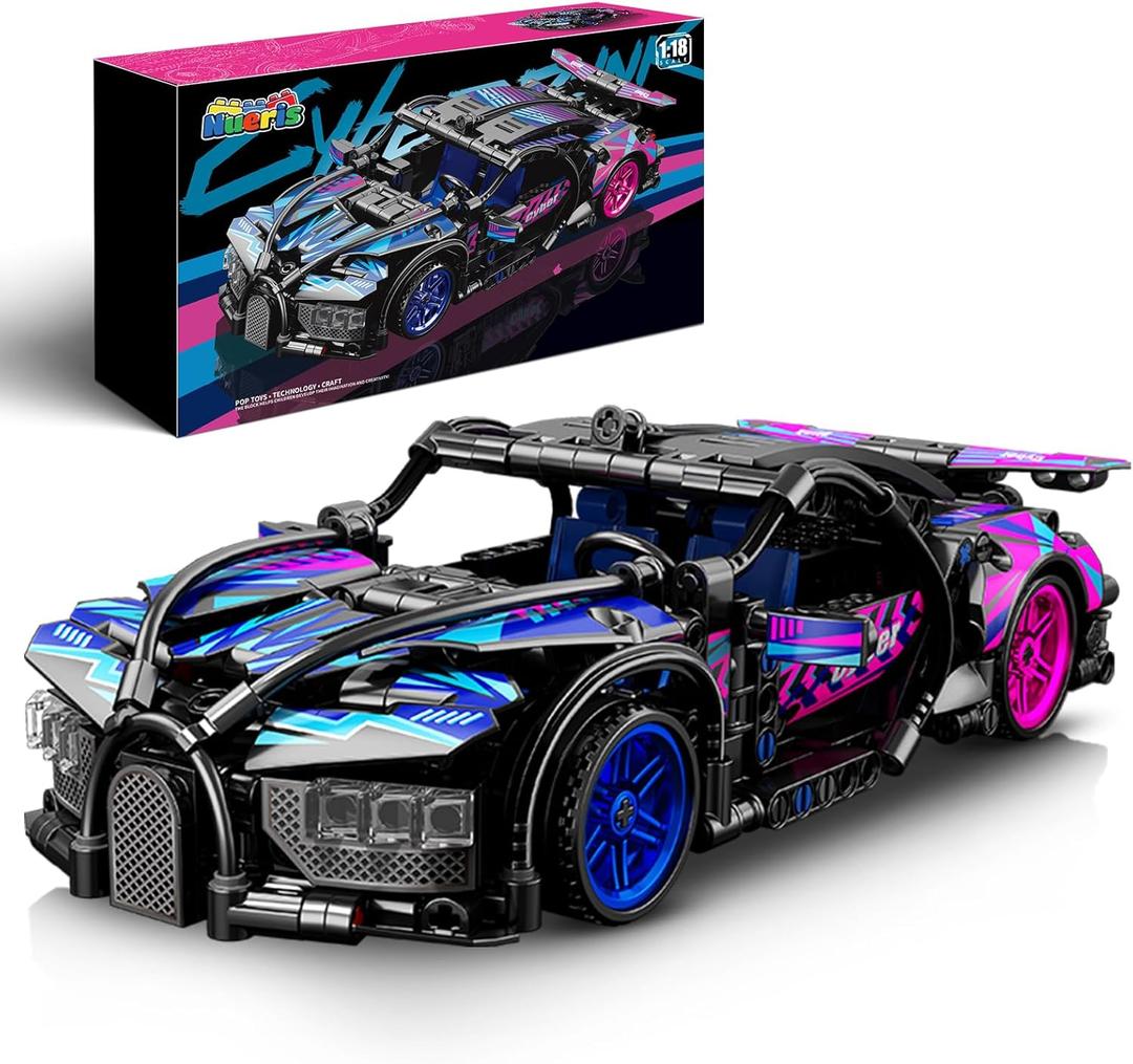 1:18 Technic Super Sports Cars Model Sets - 423 PCS MOC Building Block Car Raceing Engineering Toys - Gift Idea for Adults Boys Girls for Play and Display Collection (Cyberpunk)