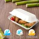 Turbo Bee 75 Pack White Compostable Take Out Containers, 9x6 Disposable Food Containers with Lids, Heavy Duty Clamshell To Go Boxes for Restaurant, Catering, Meal Prep & Lunch