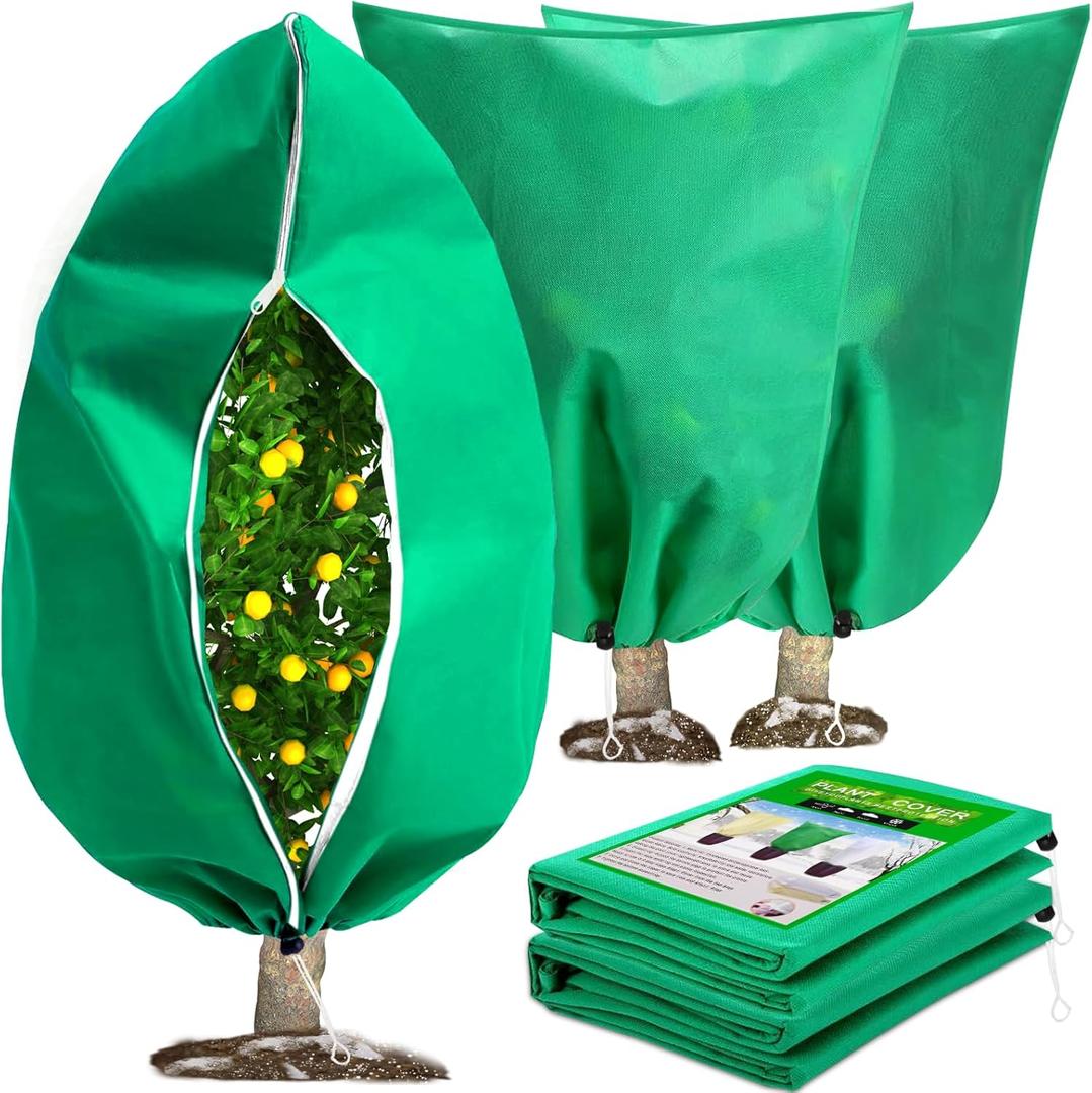 DQS 2 Pack Plant Covers Freeze Protection, 31.4" x47.2" Winter Frost Protection Blankets Frost Cloth,Suitable for Outdoor Winter Frost, Cold Weather, shrubs, Trees, Jackets, and coverings (Green)