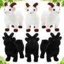 6 Pcs Goat Stuffed Animals 6 Inch Big Ear Stuffed Goat Animal Plush Toy Gift for Baby Shower Boys Girls Nursery Bed Decoration Birthday Party Supplies(White, Black)