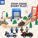 TOY Life Wooden Train Set for Toddlers 2-4, 56PCS Police Station Train Toys with Wooden Train Track Set, Magnetic Police Car Set, Toys for 3 4 5 6 Year Old Boys Kids, Compatible with Major Brand