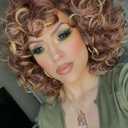 ELIM Curly Wigs for Black Women Short Kinky Curly Brown Mixed Blonde Wigs for Women Big Curly Afro Soft Wig with Bangs Heat Resistant Natural Cute Synthetic Wig with Accessories Z014MD
