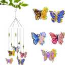 Boqin Diamond Painting Wind Chimes - Diamond Arts and Crafts Gifts, Art Wind Chime Kit Double Sided 5D Butterfly and Hummingbird Hanging Ornament, DIY Crystal Wind Chimes (Butterfly)
