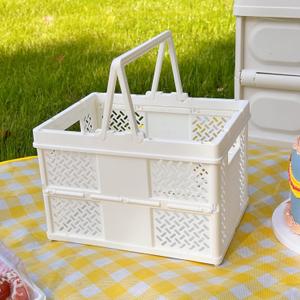 Collapsible Picnic Basket - Foldable, Spacious, Carry Handle Camping Essential - Big