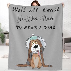 Get Well Gifts for Women Men After Surgery Recovery Blanket,Cancer Care Gifts Feel Better Get Well Soon Gifts for Women, at Least You Dont Have to Wear A Cone Grey Throw Blanket 60"x80"