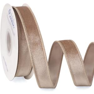 Ribbli Camel Velvet Wired Ribbon 1 Inch Velvet with Satin Christmas Ribbon for Gift Wrapping Christmas Tree Decoration Crafts Wreaths Supplies-Continuous 10 Yards