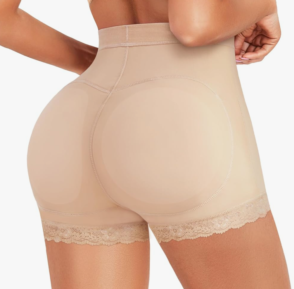 AOSBOEI Women Butt Lifter Panties Padded Shapewear Hip Enhancer Pads Shorts Seamless Underwear Tummy Control Boyshorts, L