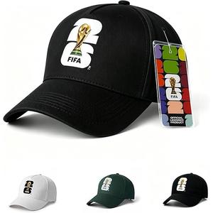 2026 Official Baseball Cap, Cotton Soccer Fan Hat, Adjustable Football Sports Cap for Men Women Outdoor Travel Black