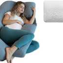 Pharmedoc Pregnancy Pillow U Shape Cooling Cover Grey & Adjustable Bed Pillow
