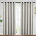 Yakamok Blackout Curtains Room Darkening Thermal Insulated Window Panels,Solid Grommet Top Drapes for Bedroom/Living Room(62Wx96L, Light Beige, 2 Panels)