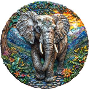 Wooden Puzzles for Adults, Forest Elephant Wooden Jigsaw Puzzle for Adults, Wood Puzzles Adult, Unique Animal Shape, Gifts for Friends and Family, Wall Art Canvas Puzzle (M -11.4 * 11.3in -190 pcs)