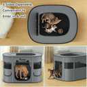 Dog Playpen, Portable Pet Cat PlayPen, 600D Oxford Dog Kennel Tent Crate, Waterproof&Breathable, Indoor Outdoor Travel Camping for Medium/Large Breed with Carrying Case+Bowl(L), Charcoal Gray