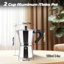 2 Cup Aluminum Moka Pot Classic Stovetop Espresso Coffee Maker 100ml 3.4oz Coffeemaker Percolator Mocha Pot Greca Coffee Maker Cafe Makers for Italian and Cuban Caf Brewing Silver