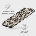 BURGA Phone Case Compatible with Samsung Galaxy S23 Plus - Hybrid 2-Layer Hard Shell + Silicone Protective Case -Black Polka Dots Pattern Nude Almond Latte - Scratch-Resistant Shockproof Cover