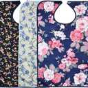 Celley 3 Pack Adult Bibs for Eating with Crumb Catcher Washable and Reusable Clothing Protectors for Elderly Women