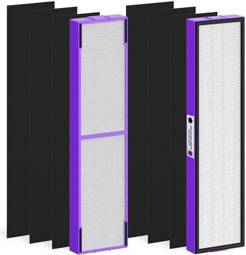 XBWW FLT5250PT Replacement Filter for AC5000 AC5000E AC5300B AC5350W AC5350B CDAP5500 BXAP250 AP2800CA Air Cleaner Purifier, 2 Premium Filters with 6 Carbon Pre-Filter, Purple Pet Care Version