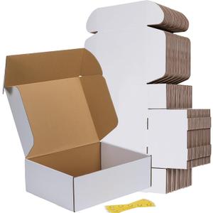 RLAVBL 12x9x4 Inches Shipping Boxes Set of 50, White Medium Corrugated Cardboard Box, Mailer Boxes for Packing Small Business