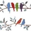 Demissle 2 Pcs Metal Birds Wall Art Decor Vivid Birds on Branch with Leaves Rustic Wall Decor Waterproof Metal Sculpture Hanging Sign for Home Balcony Garden Indoor Outdoor(Bright Colors)