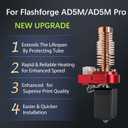 Upgraded 2Pcs 0.4mm AD5M Nozzle Kit for Flashforge Adventurer 5M/5M Pro, 280C Ceramic Heater Hotend, Rapid Heating, Red Copper Heatsink, Easy Snap-On Installation, Enhanced Stability for AD5M Hotend