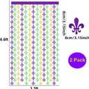 Mardi Gras Tinsel Backdrop 2 Pack Mardi Gras Metallic Fringe Curtain Purple Gold Green Color Foil Backdrop Party Streamer Mardi Gras Photo Booth Props for Carnival Bithday Party Decoration, 3.3x6.6ft