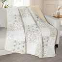 Exclusivo Mezcla 50"x 60" Quilted Throw Blanket- Microfiber Quilt Throw with Boho Patchwork Pattern, Reversible Grey Versatile Lap Quilt for All Seasons, Lightweight Throws for Bed/Couch/Sofa