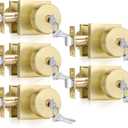 Haidms Gold Entry Door Knobs with Lock and Key, Keyed Different (5 Pack)