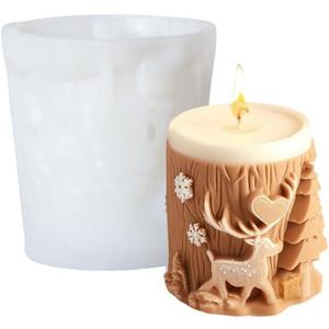 Cestony 3D Reindeer/Elk and Tree Shaped Silicone Molds for Making Cake, Candle, Resin, Pillar, Aromatherapy, Wax, Soap, Flower, Specimen, Clay Craft