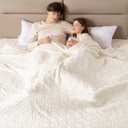 Bearhug Electric Blanket King Size 100" x 90", Dual Controller Heated Blanket, White Flower Patterns Faux Fur & Warm Sherpa, 10-Heat Levels & 1-12H Auto Off, ETL, Machine Washable