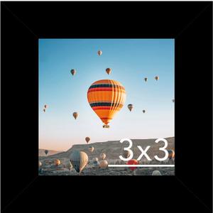 3x3 Picture Frame Black for Tabletop, 3 x 3 Square Photo Frame with Shatter Resistant Plexiglass, Sturdy 3 by 3 Poster Frame, Black