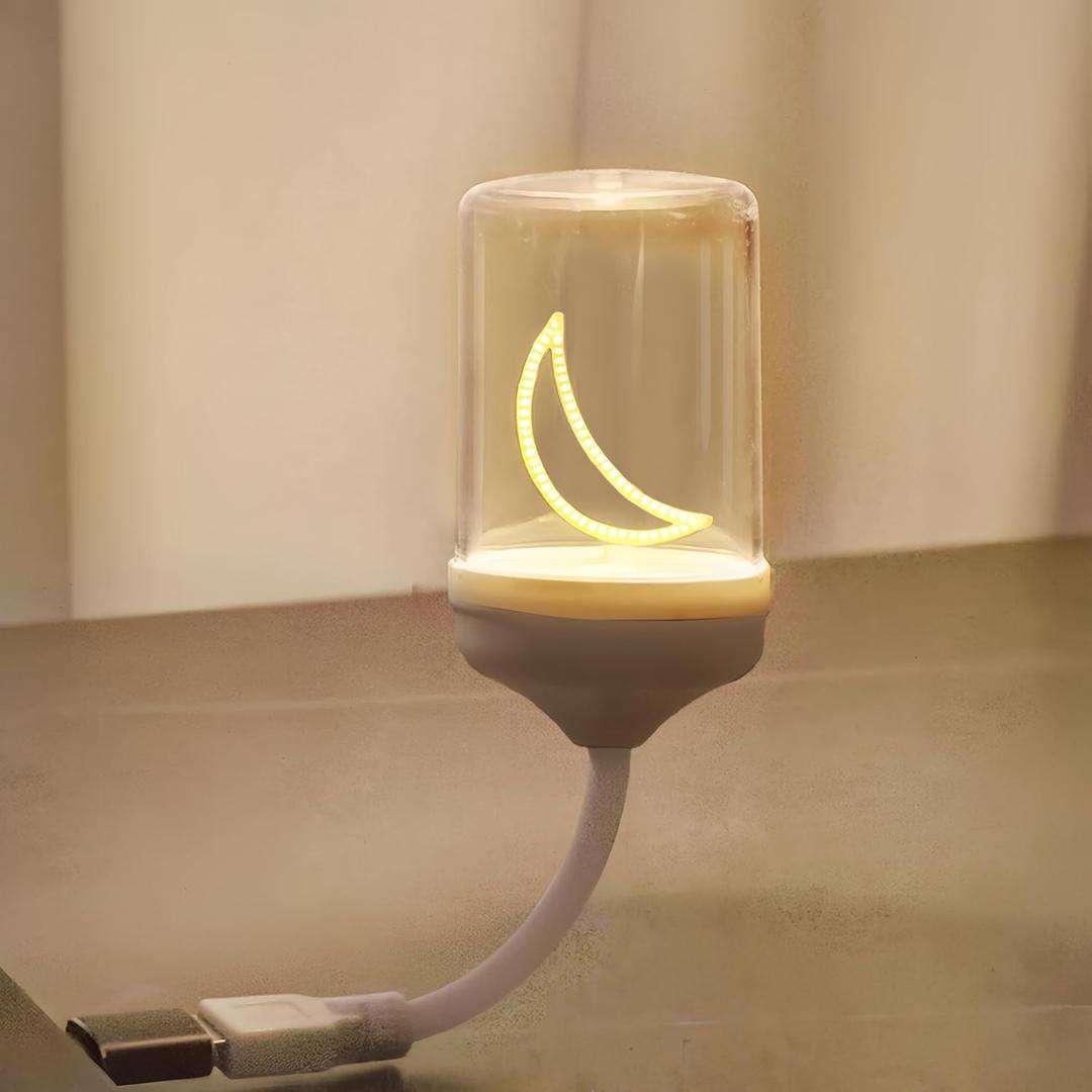 Cute Lamp Core -USB Light (Moon)  for Creating a Romantic, Cozy Atmosphere Anywhere  Works as a Desk Lamp and USB Night Light (Just Insert into Any Port)